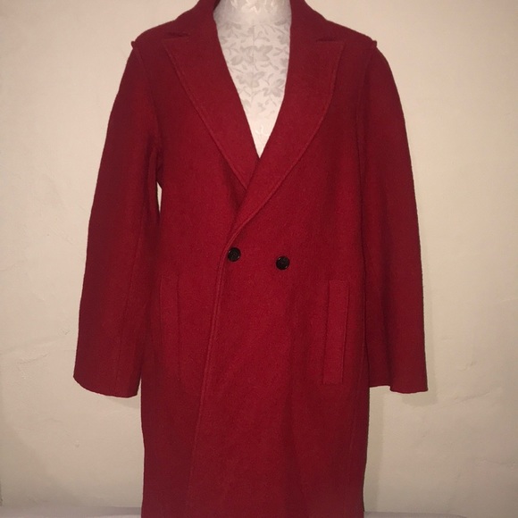 J Crew red Italian boiled wool coat